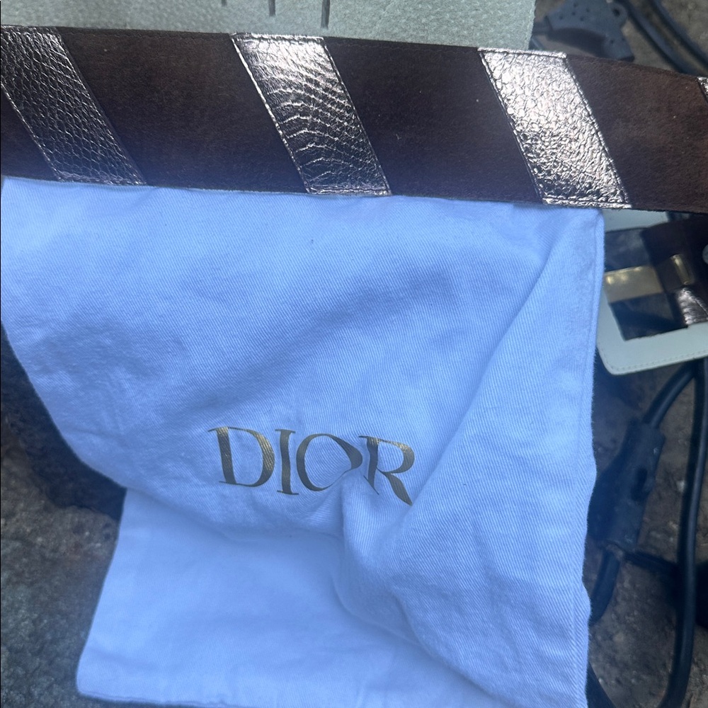 Dior Metallic Silver and Brown Belt - Picture 6 of 6
